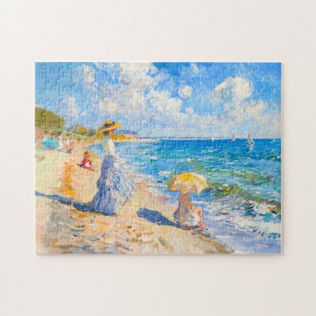 Woman with Parasol at the Beach Impressionism Jigsaw Puzzle (Horizontal)