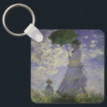 Woman with Parasol by Claude Monet, Vintage Art Key Ring<br><div class="desc">The Stroll, Camille Monet and Her Son Jean (Woman with a Parasol) (1875) by Claude Monet is a vintage impressionist fine art family portrait painting. A mother taking a walk with her young child in a field or spring meadow. She is holding a sun umbrella and wearing a beautiful dress...</div>