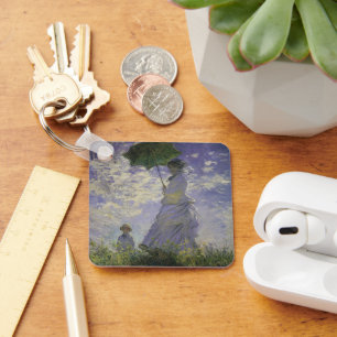 Woman with Parasol by Claude Monet, Vintage Art Key Ring