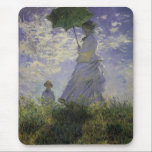 Woman with Parasol by Claude Monet, Vintage Art Mouse Pad<br><div class="desc">The Stroll, Camille Monet and Her Son Jean (Woman with a Parasol) (1875) by Claude Monet is a vintage impressionist fine art family portrait painting. A mother taking a walk with her young child in a field or spring meadow. She is holding a sun umbrella and wearing a beautiful dress...</div>