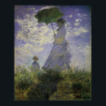 Woman with Parasol by Claude Monet, Vintage Art Poster<br><div class="desc">The Stroll, Camille Monet and Her Son Jean (Woman with a Parasol) (1875) by Claude Monet is a vintage impressionist fine art family portrait painting. A mother taking a walk with her young child in a field or spring meadow. She is holding a sun umbrella and wearing a beautiful dress...</div>
