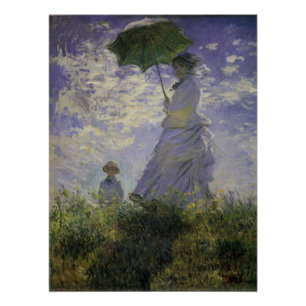 Woman with Parasol by Claude Monet, Vintage Art Poster
