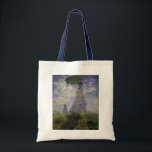 Woman with Parasol by Claude Monet, Vintage Art Tote Bag<br><div class="desc">The Stroll, Camille Monet and Her Son Jean (Woman with a Parasol) (1875) by Claude Monet is a vintage impressionist fine art family portrait painting. A mother taking a walk with her young child in a field or spring meadow. She is holding a sun umbrella and wearing a beautiful dress...</div>