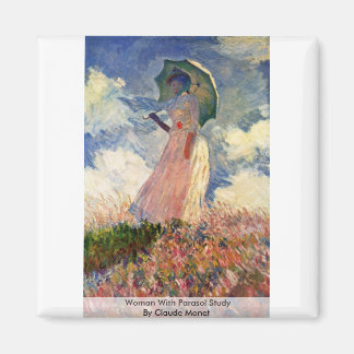 Woman With Parasol Study By Claude Monet Magnet