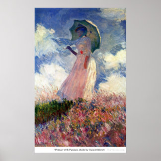 Woman with Parasol, study by Claude Monet Poster