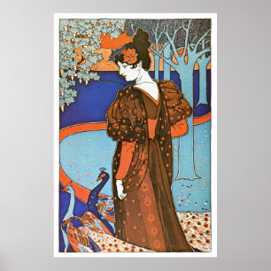 Woman with Peacocks – Louis Rhead Poster