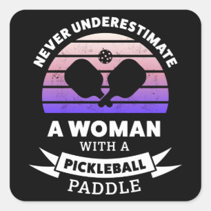 Woman with Pickleball Paddle Funny Gift Square Sticker