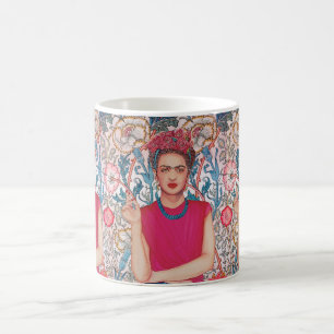 Woman with pink flowers coffee mug
