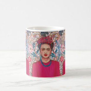 Woman with pink flowers coffee mug