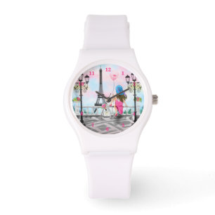 Woman with Pink Heart Balloon In Paris Watch