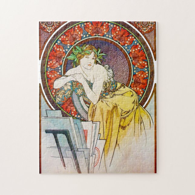 Woman with Poppy, Mucha Jigsaw Puzzle (Vertical)