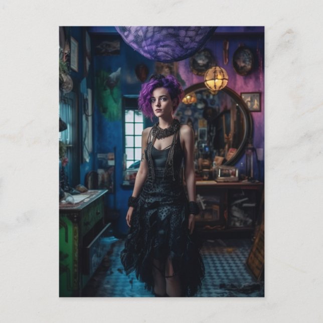 Woman With Purple Hair in the Costume Shop Postcard (Front)