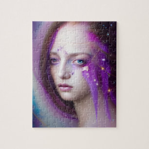 Woman With Purple Hair Jigsaw Puzzle