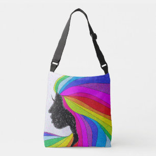 Woman With Rainbow Hair Cross Body Bag or Tote