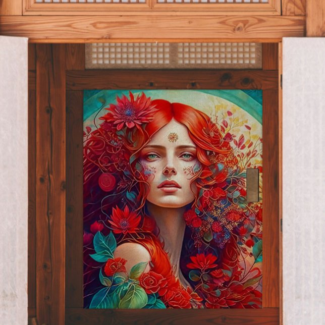 Woman with Red Flowers Decoupage Tissue Paper (Creator Uploaded)