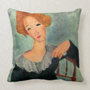 Woman with Red Hair, 1917 by Amedeo Modigliani Cushion