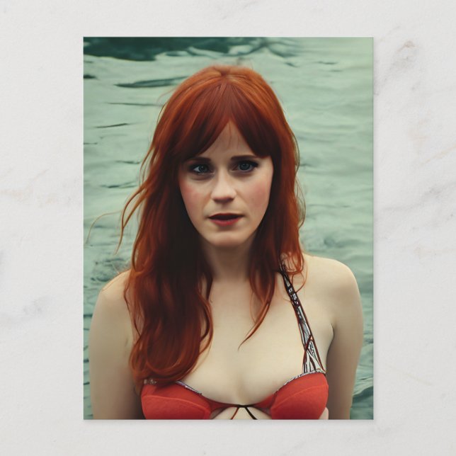 Woman With Red Hair Swims Postcard (Front)
