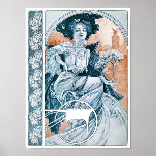 Woman with Rose, Mucha Poster