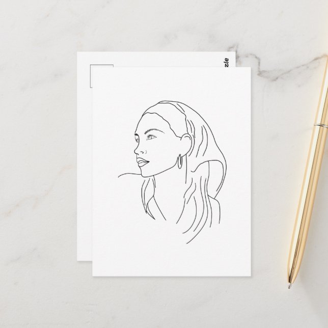 Woman with Scarf Postcard (Front/Back In Situ)