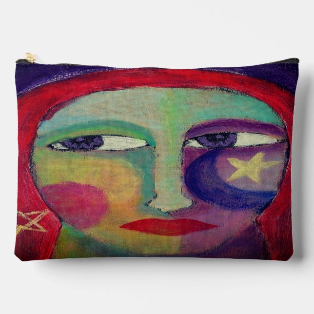 Woman with Stars Abstract Art Accessory Pouch (Front)