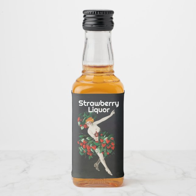 WOMAN WITH STRAWBERRIES Art Nouveau Liquor Bottle Label (Front)