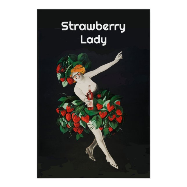 WOMAN WITH STRAWBERRIES Art Nouveau Poster (Front)