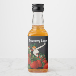 WOMAN WITH STRAWBERRIES Art Nouveau Strawberry Liquor Bottle Label