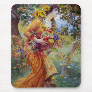 Woman with Summer Bounty Mouse Pad