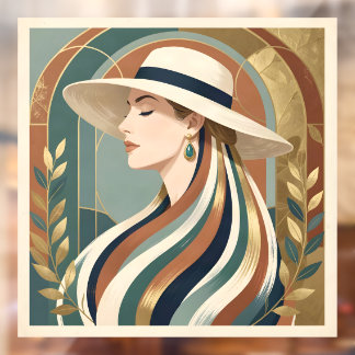 Woman with sunhat art deco