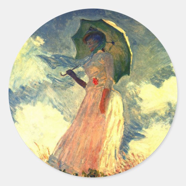 Woman with Umbrella by Claude Monet Stickers (Front)