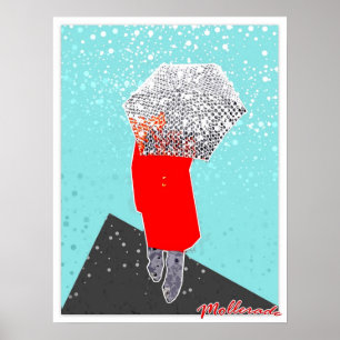 Woman with Umbrella Poster