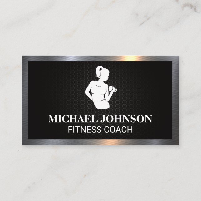 Woman with Weight | Metal Border Business Card (Front)