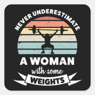 Woman with Weights Funny Gift Wife Mum Square Sticker