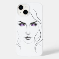 Woman with Weird Purple Eyes Minimalist Line Art