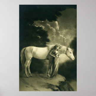 Woman with white horse. poster