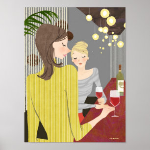 Woman with Wine Poster