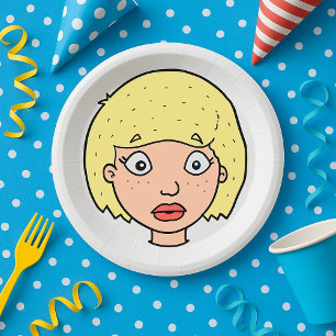 Woman With Yellow Hair Paper Plate