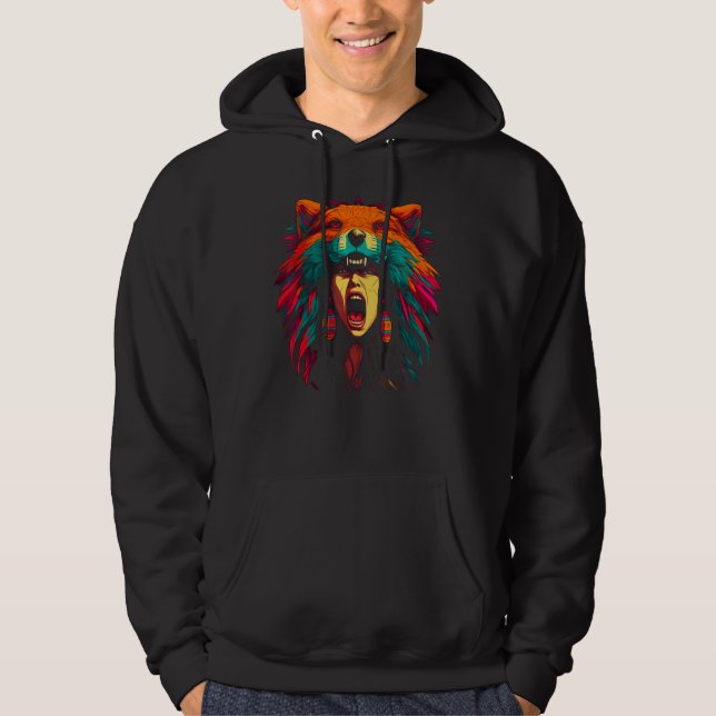 Woman Wolf Head Native American Culture Hoodie (Front)