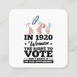 Woman Won Right To Vote Funny Voting Elections 202 Square Business Card