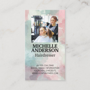 Woman Working on Hair at Studio Business Card