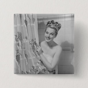 Woman Wrapped Up 15 Cm Square Badge