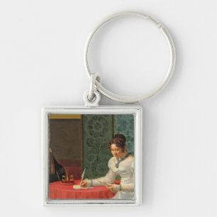 Woman Writing a Letter Key Ring