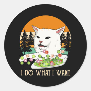 Woman Yelling At Cat Meme, Cat Meme Classic Round Sticker