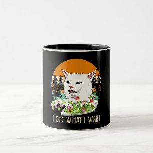 Woman Yelling At Cat Meme, Cat Meme Two-Tone Coffee Mug