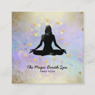 *~ Woman Yoga Gold Meditation Mindfulness Glitter Square Business Card