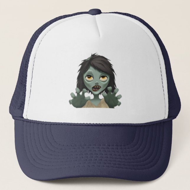 Woman Zombie - Emoji Trucker Hat (Front)
