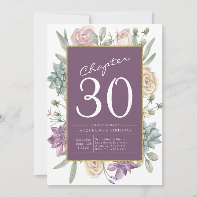 Woman's 30th Birthday Floral Surprise Party Invitation (Front)