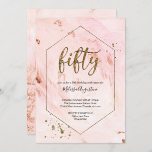 Woman's 50th Birthday Party Rose Gold Glitter Invitation