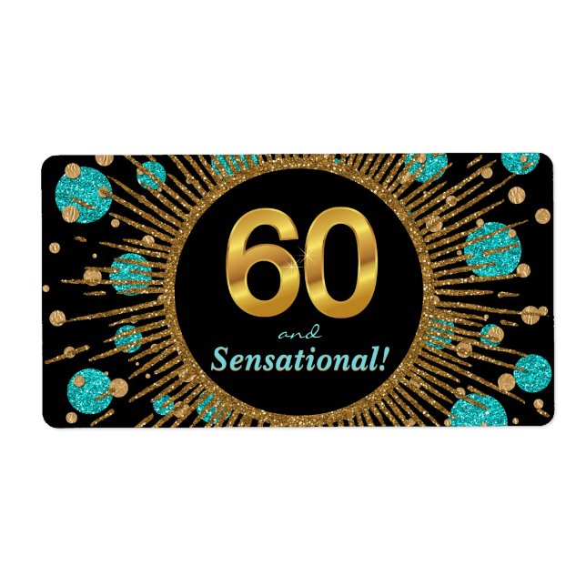 Womans 60th Birthday Party Water Bottle Labels (Front)