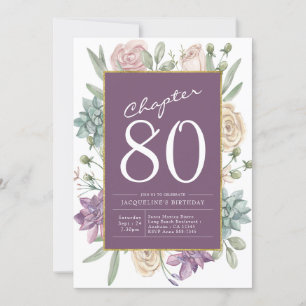 Woman's 80th Birthday Floral Surprise Party Invitation